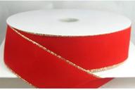 🎀 wired red velvet christmas ribbon with gold edges - 50 yards, 2 1/2" #40 logo