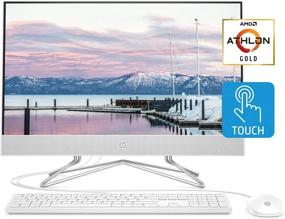 img 4 attached to 🖥️ HP 24-inch All-in-One Touchscreen Desktop PC, AMD Athlon Gold 3150U Processor, 8 GB RAM, 512 GB SSD, Windows 10 Home (24-df0040, White), Snow White