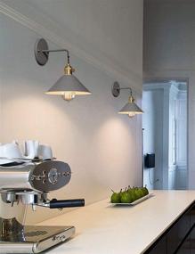 img 1 attached to 🔦 Yoee Gray Macaron Wall Sconce Lamps with On/Off Switch, E26 Edison Copper Lamp Holder and Frosted Paint Body - Ideal Bedside Lamp and Bathroom Vanity Lights Fixture