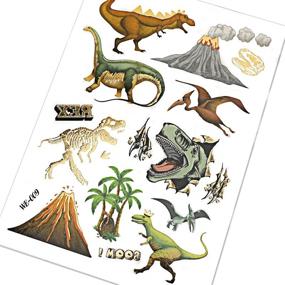 img 1 attached to 🦖 Howaf Dinosaur Temporary Tattoos for Kids: 56 Styles of Fake Children's Glitter Tattoos for Colourful and Fun-Filled Dinosaur Birthday Party!