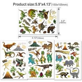 img 2 attached to 🦖 Howaf Dinosaur Temporary Tattoos for Kids: 56 Styles of Fake Children's Glitter Tattoos for Colourful and Fun-Filled Dinosaur Birthday Party!