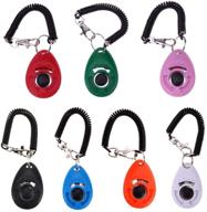 colorful dog clicker set of 12 - pet training clicker with wrist strap and training ring for dogs, cats, horses, and pets - rocutus clicker for effective training logo