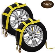 π dc cargo mall tow dolly basket straps with twisted snap hooks - 2-pack car wheel straps for auto hauling: secure and reliable logo