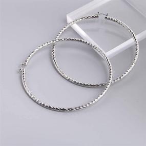 img 1 attached to 👂 100mm Extra Large Textured Pattern Hoop Earrings for Women and Girls