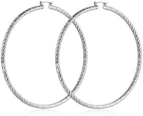 img 4 attached to 👂 100mm Extra Large Textured Pattern Hoop Earrings for Women and Girls