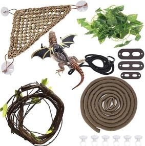 img 4 attached to 🦎 Hamiledyi Bearded Dragon Accessories - Lizard Hammock, Climbing Jungle Vines, Adjustable Leash, Bat Wings, Flexible Reptile Leaves with Suction Cups - Reptile Tank Habitat Decor for Gecko, Snakes, Chameleon