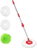 hapinnex spin magic 360 upgraded mop handle + 2 pack microfiber mop head refills set | replacement for hand press & pedal mop buckets logo