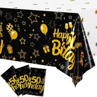🎉 extra large black and gold 50th birthday table cloth cover - celebrate in style with this 3-piece party decoration set, perfect for anniversary theme party supplies, 54 x 108 inch logo