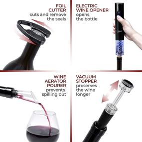 img 2 attached to 🍷 Rechargeable Electric Wine Opener Set - Meridia Corkscrew with Charger - Includes Foil Cutter, Aerator Pourer, Vacuum Wine Stopper - Ideal Gift for Housewarming, Father’s Day & Birthday