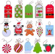 🎁 120 christmas gift tags with tree hang labels - holiday name tag labels for gift wrapping and labeling: write on to and from with cotton rope, 15 assorted styles logo