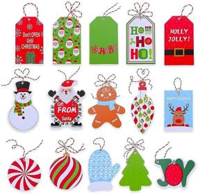 img 4 attached to 🎁 120 Christmas Gift Tags with Tree Hang Labels - Holiday Name Tag Labels for Gift Wrapping and Labeling: Write On to and from with Cotton Rope, 15 Assorted Styles