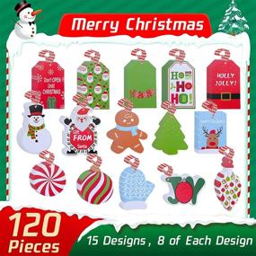 img 3 attached to 🎁 120 Christmas Gift Tags with Tree Hang Labels - Holiday Name Tag Labels for Gift Wrapping and Labeling: Write On to and from with Cotton Rope, 15 Assorted Styles