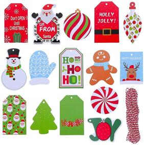 img 2 attached to 🎁 120 Christmas Gift Tags with Tree Hang Labels - Holiday Name Tag Labels for Gift Wrapping and Labeling: Write On to and from with Cotton Rope, 15 Assorted Styles