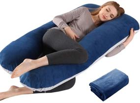img 4 attached to 🤰 Wndy's Dream U-Shape Pregnancy Pillow with Velvet Covers - Full Body Maternity Support Pillow, 58 inch, Blue and Grey - Back, Hips, Legs, and Belly Support