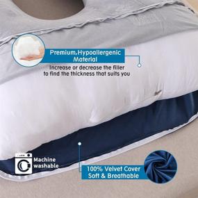 img 2 attached to 🤰 Wndy's Dream U-Shape Pregnancy Pillow with Velvet Covers - Full Body Maternity Support Pillow, 58 inch, Blue and Grey - Back, Hips, Legs, and Belly Support