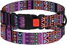 img 2 attached to 🐾 Adjustable Tribal Dog Collar with Aztec Pattern - Nylon Pet Collars for Small, Medium, and Large Dogs/Puppies