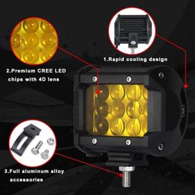 img 1 attached to 🚚 Pack of 2 LED Light Bars, 4-Inch 4D Lenses, 36W, Triple Yellow (Amber) Pod Row Beam, Waterproof Flood Spot Combo Driving Fog Light for Truck Off-Road, Jeep, SUV, ATV, UTV, and Boat Use