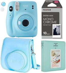 img 4 attached to 📸 Fujifilm Instax Mini 11 Ice Blue Instant Camera Bundle: Fuji Case, Photo Album, 10 Monochrome Films & Character Edition