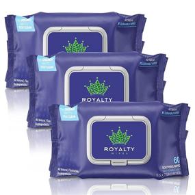 img 4 attached to Royalty Wipes: All Natural Biodegradable Flushable Wet Wipes with 👑 Vitamin E & Aloe (180 Count) - 3 Pack for Ultimate Hygiene!