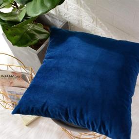 img 3 attached to 🔵 MERNETTE 2 Pack, Velvet Soft Decorative Square Throw Pillow Cover Cushion Covers Pillowcase, Home Decorations for Sofa Couch Bed Chair - 18x18 Inch/45x45 cm, Sapphire Blue