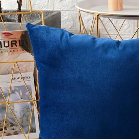 img 2 attached to 🔵 MERNETTE 2 Pack, Velvet Soft Decorative Square Throw Pillow Cover Cushion Covers Pillowcase, Home Decorations for Sofa Couch Bed Chair - 18x18 Inch/45x45 cm, Sapphire Blue