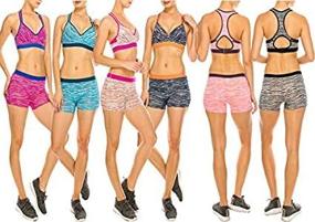 img 3 attached to 👙 MoDDeals Women's Racerback Sports Bra & Activewear Boy Short Set 6 Pack - Assorted Colors