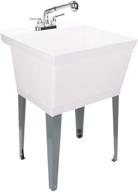 🚰 white utility sink laundry tub: pull out chrome faucet, sprayer spout, large free standing wash station tubs for washing room, basement, garage or shop логотип