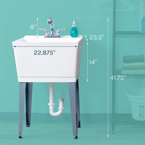 img 3 attached to 🚰 White Utility Sink Laundry Tub: Pull Out Chrome Faucet, Sprayer Spout, Large Free Standing Wash Station Tubs for Washing Room, Basement, Garage or Shop