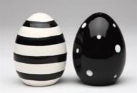 🍏 appletree 2-3/4-inch egg shape salt and pepper shakers in classic black and white design logo