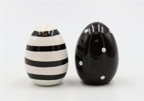 img 2 attached to 🍏 Appletree 2-3/4-Inch Egg Shape Salt and Pepper Shakers in Classic Black and White Design