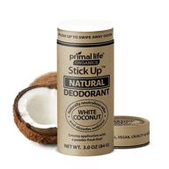 🌿 primal life organics stick up natural deodorant with bentonite clay powder, arrowroot, magnesium, zinc, 3 oz. vegan deodorant for women and men, long-lasting white coconut scent - boosted seo logo