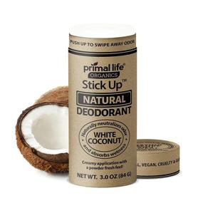 img 4 attached to 🌿 Primal Life Organics Stick Up Natural Deodorant with Bentonite Clay Powder, Arrowroot, Magnesium, Zinc, 3 oz. Vegan Deodorant for Women and Men, Long-lasting White Coconut Scent - Boosted SEO