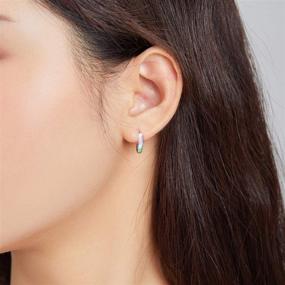 img 3 attached to 💎 GDDX Rainbow Huggie Hoop Stud Earrings in Sterling Silver with Cubic Zirconia Cuff – Elegant Earrings for Women and Girls