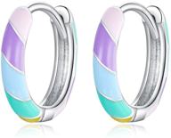 💎 gddx rainbow huggie hoop stud earrings in sterling silver with cubic zirconia cuff – elegant earrings for women and girls logo