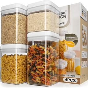 img 3 attached to XL, L, M Easy Lock Airtight Kitchen Storage Containers Set - 4pc Plastic Canisters with Vacuum Seal Lids in White (1.8 Gallons / 6.7 Liters)