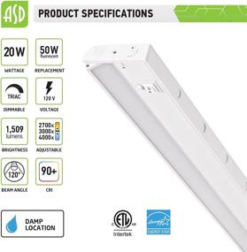 img 3 attached to ASD LED Swivel Under Cabinet Lighting, 40 Inch, Dimmable, Hardwired or Plug-in Installation, 🔦 3 Color Levels - 2700K/3000K/4000K, Rotatable Lens, Linkable, ETL & Energy Star Certified, White Finish