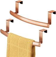 🧺 mdesign spira collection 2-pack copper towel rack organizer - over cabinet or door storage for kitchen and bathroom - holds hand towels & washcloths logo