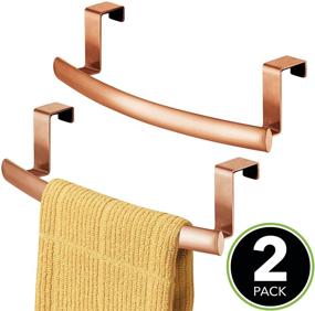 img 3 attached to 🧺 mDesign Spira Collection 2-Pack Copper Towel Rack Organizer - Over Cabinet or Door Storage for Kitchen and Bathroom - Holds Hand Towels & Washcloths