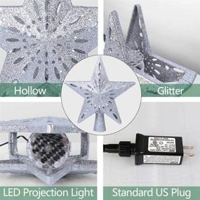 img 2 attached to 🌟 AerWo Lighted Star Tree Topper with Rotating Snowflake Projector Lights - 3D Glitter Hollow Star for Christmas Tree Decorations