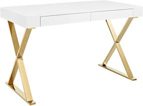 img 3 attached to 🖥✨ Stylish & Functional Modway Sector Office Desk - White Gold Finish