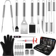 🔥 25pcs kuyou stainless steel grilling accessories bbq grill tools set for men & women – ideal for smoker, camping, kitchen, backyard barbecue – includes carry case bag & thermometer logo