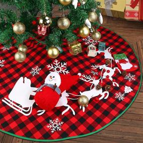 img 1 attached to Stunning 48-Inch Red and Black Christmas Tree Skirt - Perfect Xmas Decorations and Ornaments for Festive Holiday Parties