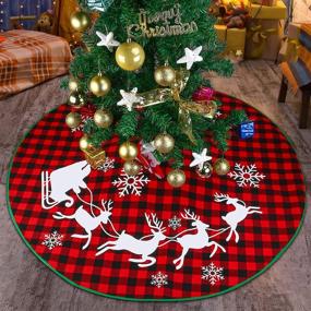 img 4 attached to Stunning 48-Inch Red and Black Christmas Tree Skirt - Perfect Xmas Decorations and Ornaments for Festive Holiday Parties