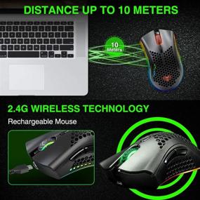 img 2 attached to 🖱️ BENGOO KM-1 Wireless Gaming Mouse with Honeycomb Shell: Ergonomic RGB Optical Gamer Mice for Laptop PC Mac