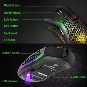 img 1 attached to 🖱️ BENGOO KM-1 Wireless Gaming Mouse with Honeycomb Shell: Ergonomic RGB Optical Gamer Mice for Laptop PC Mac