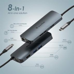 img 3 attached to WAVLINK USB C Hub: 8-в-1 Мини-док-станция с 4K HDMI, гигабитным Ethernet, 2 USB 3.0, 87 Вт Поставка питания - совместим с MacBook Pro