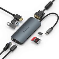 wavlink usb c hub: 8-в-1 мини-док-станция с 4k hdmi, гигабитным ethernet, 2 usb 3.0, 87 вт поставка питания - совместим с macbook pro логотип