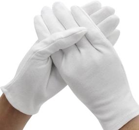img 4 attached to 🧤 Versatile Medium-sized White Cotton Gloves for Cosmetic Moisturizing, Jewelry Inspection, and Hand Spa - 6 Pairs