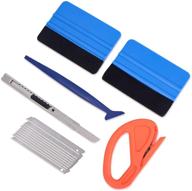 🚗 premium car vinyl wrap window tint film tool kit with 4 inch felt squeegee, retractable 9mm utility knife and snap-off blades, zippy vinyl cutter, and mini soft go corner squeegee logo