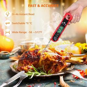 img 3 attached to 🌡️ HAANEW Digital Meat Thermometer with Backlight and Alarm for BBQ, Kitchen, and Frying Oil - Instant Read Food Thermometer with Three Probes and Built-in Magnet